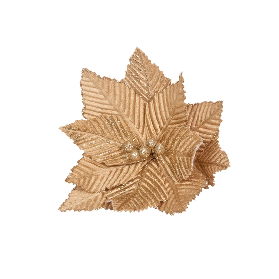 Gold Poinsettia Tree Clip - Style 1
