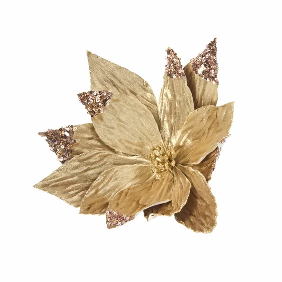 Gold Poinsettia Tree Clip - Style 1