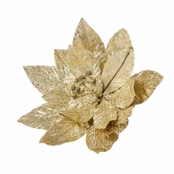 Gold Poinsettia Tree Clip - Style 2