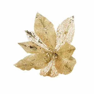 Gold Poinsettia Tree Clip - Style 3