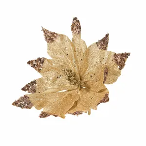 Gold Poinsettia Tree Clip - Style 4