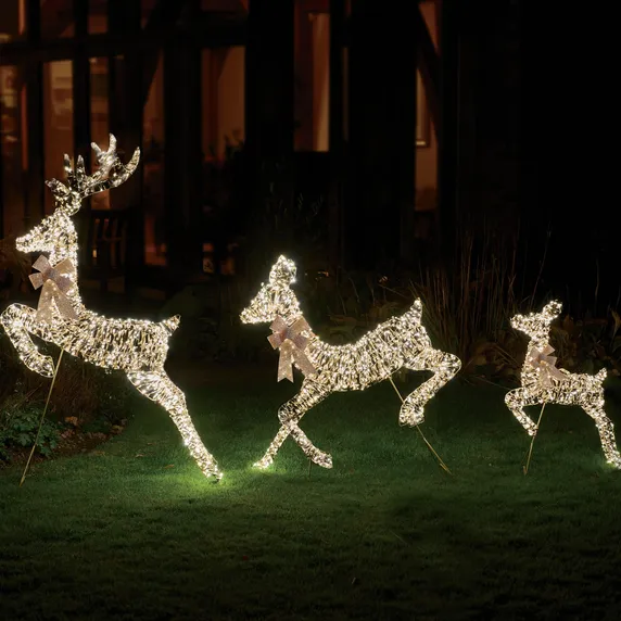 Gold Ribbon Leaping Deer Family Light Set - image 1