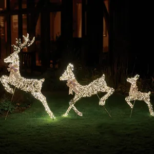 Gold Ribbon Leaping Deer Family Light Set - image 1