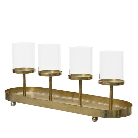Golden Candle Holder Tray