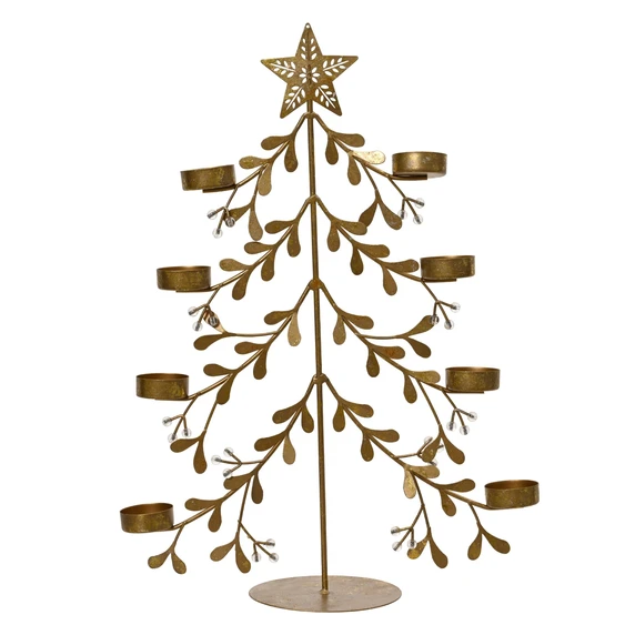 Golden Christmas Tree Tealight Holder - image 2