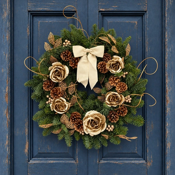 Gold Rose Wreath - 14" - image 1