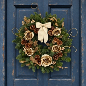 Gold Rose Wreath - 14" - image 1