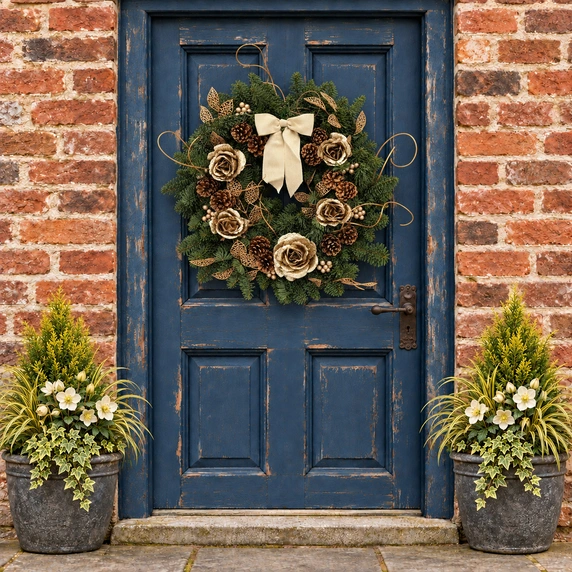 Gold Rose Wreath - 14" - image 2