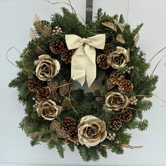 Golden Rose Wreath - 14"