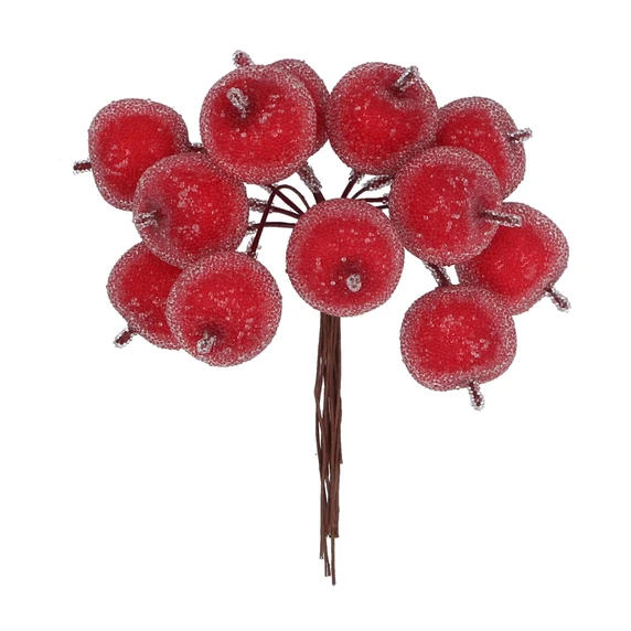 Red Frosted Apples Decorative Cluster
