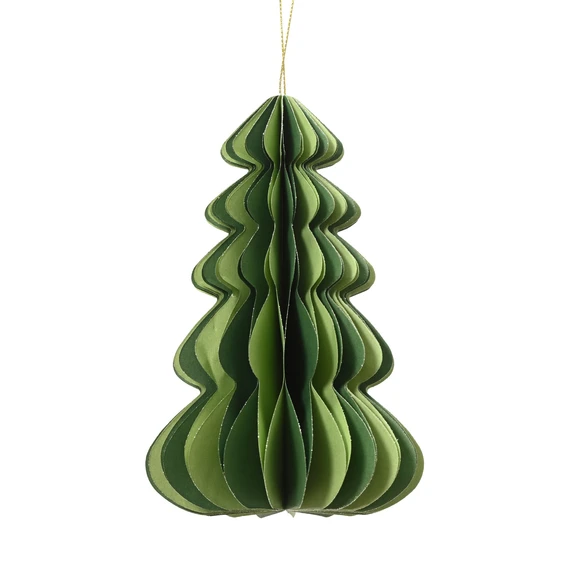 Green Paper Christmas Tree Hanging Decoration - 16cm