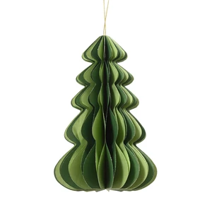 Green Paper Christmas Tree Hanging Decoration - 16cm