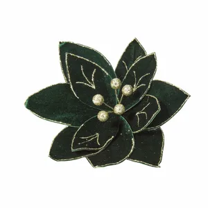 Green Poinsettia Tree Clip - Style 1