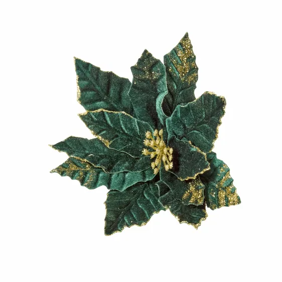 Green Poinsettia Tree Clip - Style 2