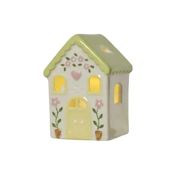 Green Porcelain Light Up House - 9cm - image 2