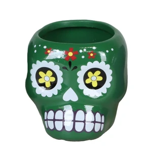 Green Sugar Skull Pot - ⌀ 6cm