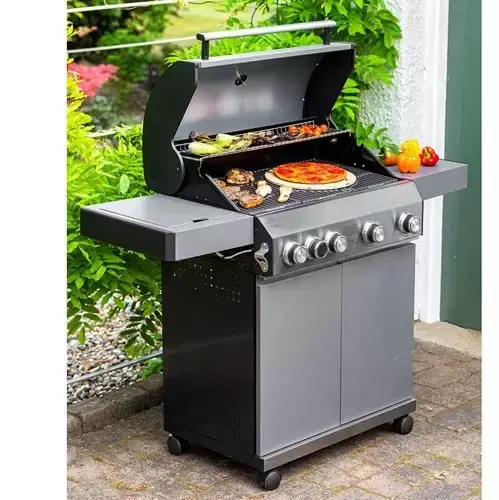 Grillstream Classic 4 Burner Hybrid BBQ with Side Burner - Matt Grey - image 1