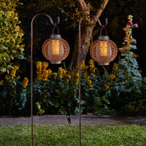 Hanging Flaming Lantern Stake Light Set