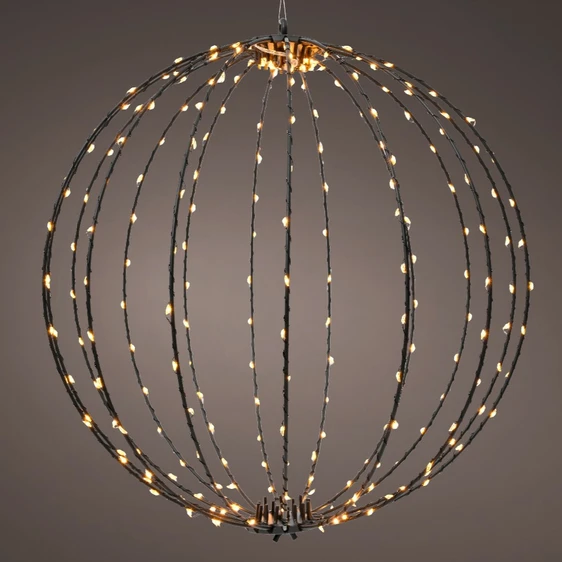 Hanging Metal Globe Frame Light - Black Ø38cm