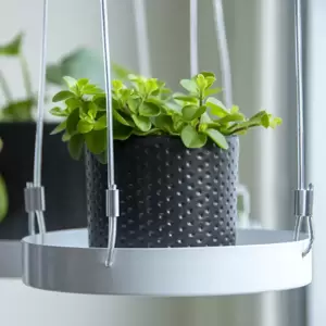 Round Hanging Plant Tray - White (S)