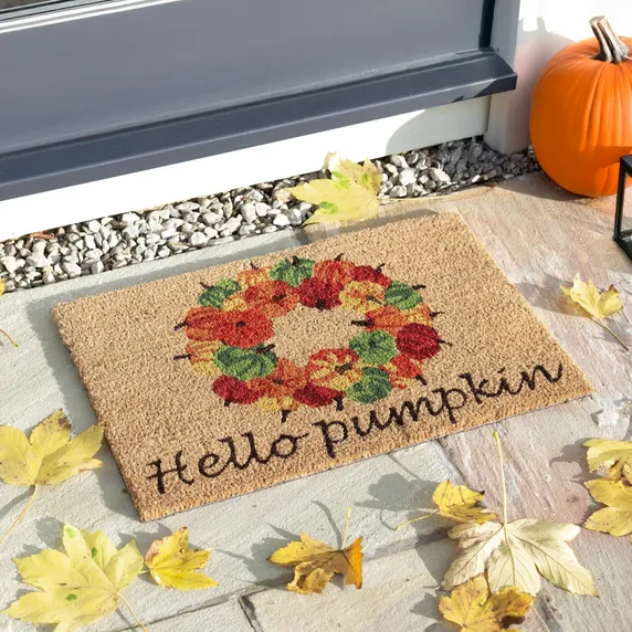 Hello Pumpkin Wreath Doormat