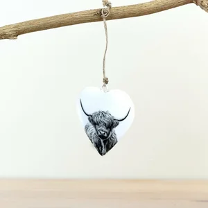 Highland Cow Heart Hanger - Small