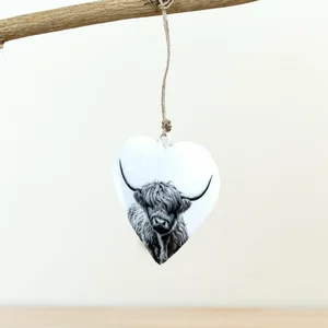 Highland Cow Heart Hanger - Medium