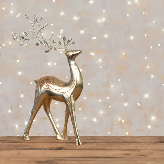 Holly Antler Deer Decoration - Standing
