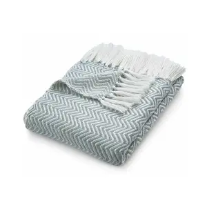 Hug Rug Herringbone Throw - Sky Grey