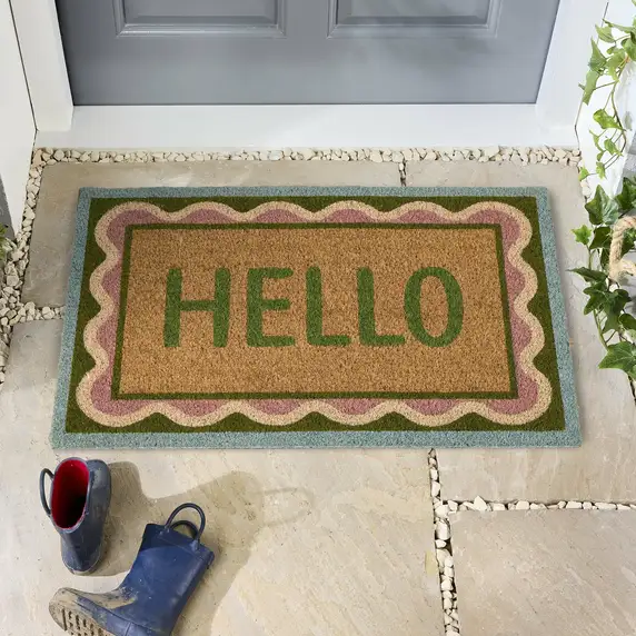 Hug Rug Scalloped Hello Coir Doormat - image 1