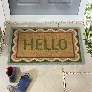 Hug Rug Scalloped Hello Coir Doormat - image 1