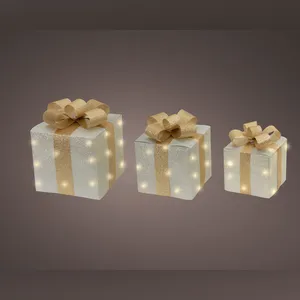 Illuminated Decorative Gift Boxes Set - Silver
