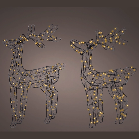 Illuminated Wirework Black Reindeer Set