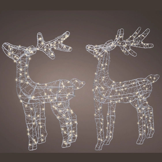 Illuminated Wirework Silver Reindeer Set