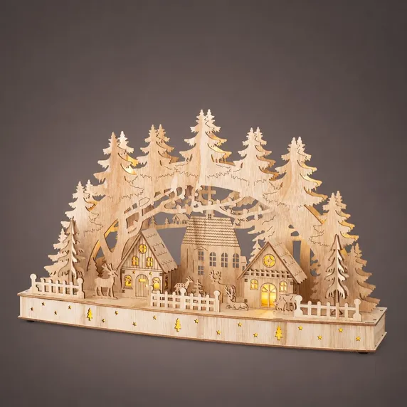Illuminated Woodland Village Scene