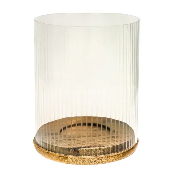 Ivyline Amelia Ribbed Glass Candle Holder - Large