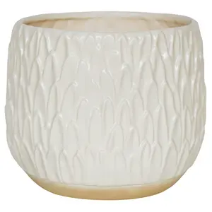 Ivyline Arles Leaf Embossed White Planter - Small - image 2