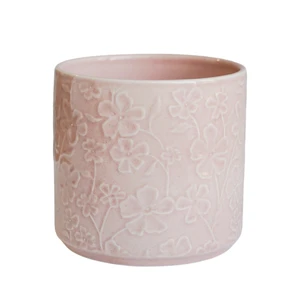 Ivyline Betsy Embossed Pink Planter - Small
