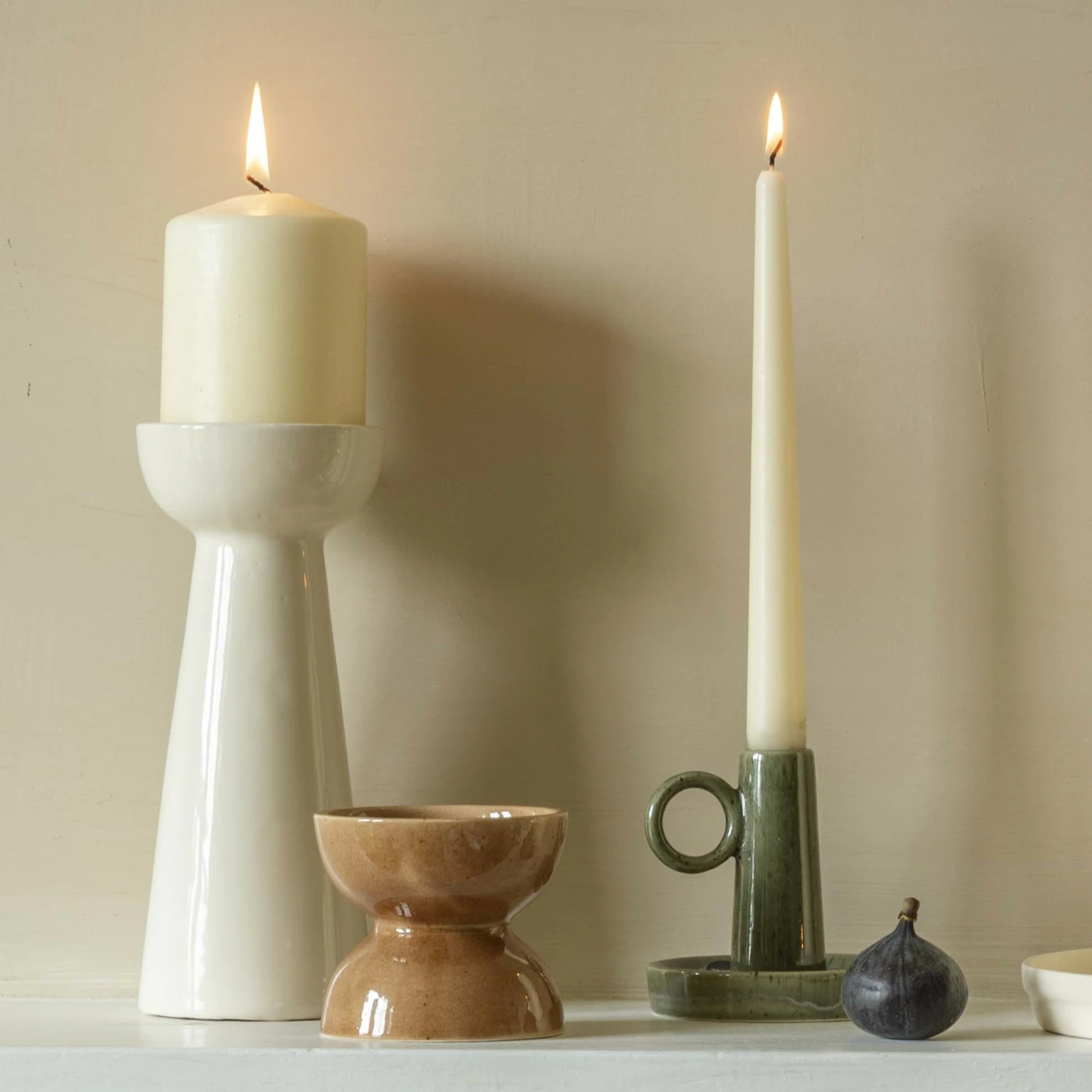 Ivyline Bowen Linen Pillar Candle Holder - Large - Cowell's Garden