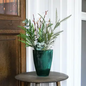 Ivyline Emerald Ribbed Tall Vase