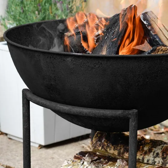 Ivyline Cast Iron Black Firebowl on Stand - Extra Large - image 1