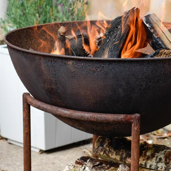 Ivyline Cast Iron Rust Firebowl on Stand - Large - image 1