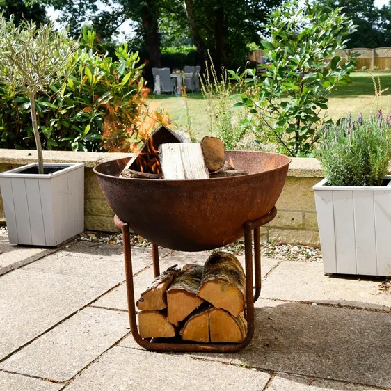 Ivyline Cast Iron Rust Firebowl on Stand - Extra Large - image 3