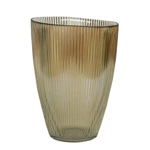 Ivyline Mocha Ribbed Tall Vase