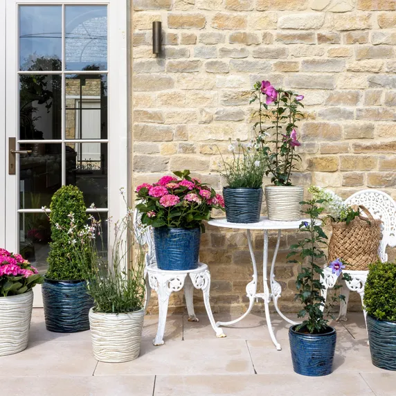 Ivyline Cove Teal Ripple Planter 30cm - image 2