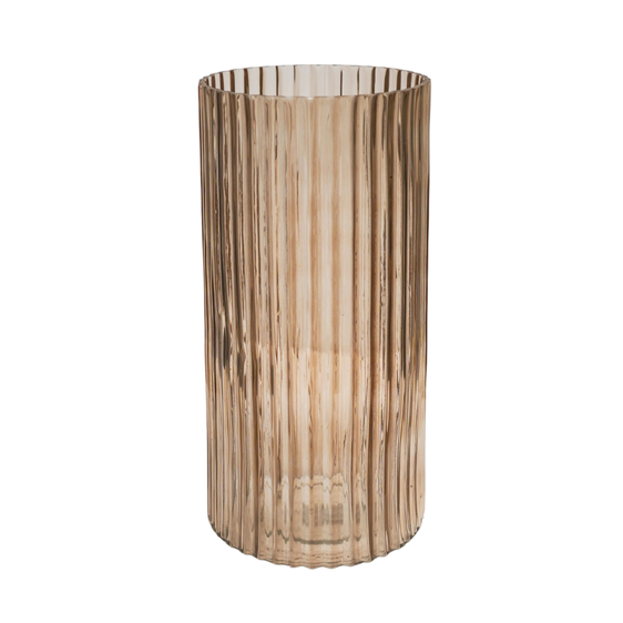 Ivyline Daphne Ribbed Glass Vase - Apricot - image 1