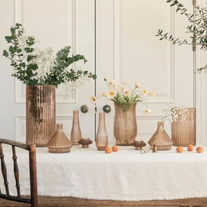 Ivyline Daphne Ribbed Glass Vase - Apricot - image 4