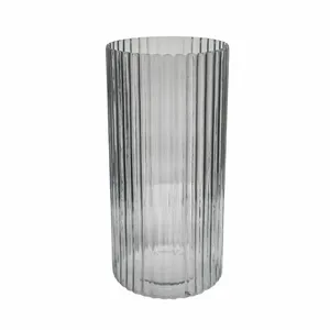 Ivyline Daphne Ribbed Glass Vase - Clear