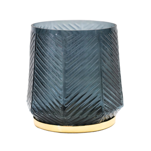 Ivyline Elm Embossed Glass Candle Holder - Soft Blue - image 2