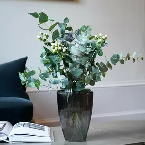 Ivyline Charcoal Ribbed Tall Vase